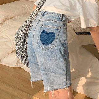 Heart High Waist Denim Shorts