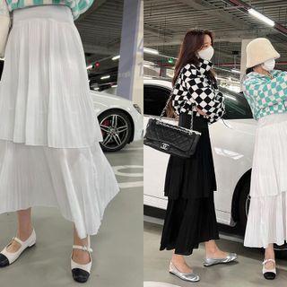 Inset Tank Top Long Layered Skirt