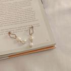 Dual-pearl Dangle Earrings Rose Gold - One Size