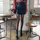 Faux Leather Fleece Mini H-line Skirt