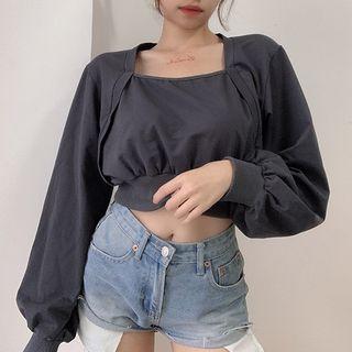 Cropped Square-neck Sweatshirt