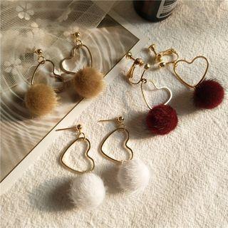 Pompom Heart Drop Earring
