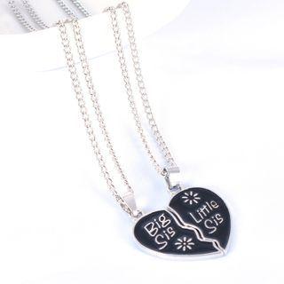Set Of 2: Heart Pendant Alloy Necklace (various Designs)