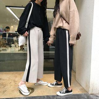 Contrast Panel Wide-leg Knit Pants