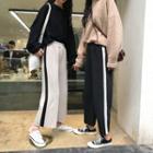 Contrast Panel Wide-leg Knit Pants
