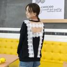 Lace Trim Open Back Pullover