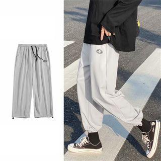 High-waist Drawstring Printed Pants