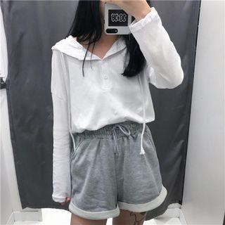 Set: Long-sleeve Hooded Top + Shorts
