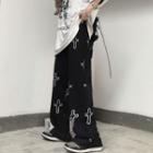 High-waist Cross Print Pants
