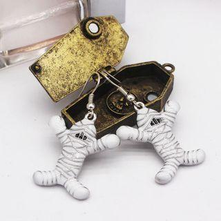 Mummy Glaze Alloy Dangle Earring 1 Pair - White & Silver - One Size