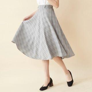 Plaid A-line Skirt Gray - One Size