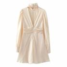 Turtleneck Cutout-back Mini A-line Dress