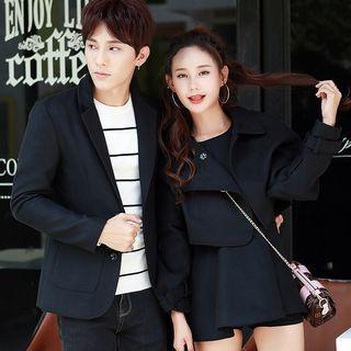 Couple Matching Plain Blazer / Sleeveless Peplum Top / Jacket