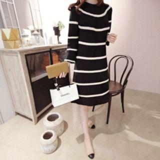 Drop-shoulder Striped Dress