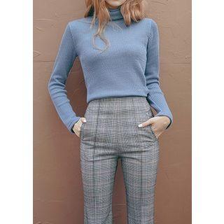 Turtleneck Slim-fit Rib Top