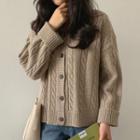 Long-sleeve Cable Knit Button-up Cardigan