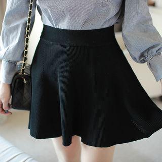 Set: Tie-neck Blouse + Mini Flare Skirt