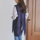 Sleeveless Slit-back Long Knit Top