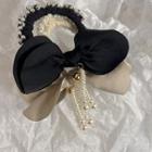 Bow Fringed Faux Pearl Hair Tie