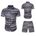Couple Matching Set: Short-sleeve Pattern Shirt + Shorts