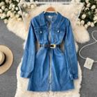 Long-sleeve Zipped Denim Dress