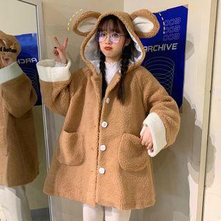 Fleece Ears Accent Hooded Jacket