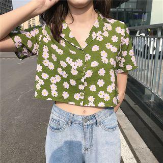 Short-sleeve Floral Crop Shirt