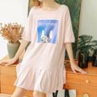 Short-sleeve Dog Print Dress