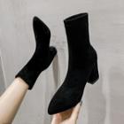 Faux Suede Chunk-heel Ankle Boots