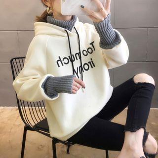 Mock Two Piece Lettering Long Sleeve Hoodie