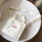 Letter Embroidered Canvas Tote Bag Off-white - One Size