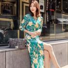 Floral 3/4-sleeve Maxi Dress