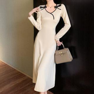 Contrast Trim Glitter Dress
