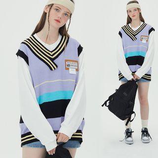 Colorblock Logo Knit Vest