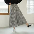 Band-waist Gingham Culottes Black - One Size