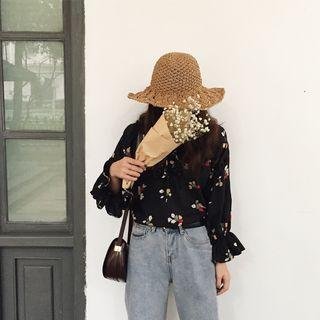 Ruffle Trim Floral Blouse