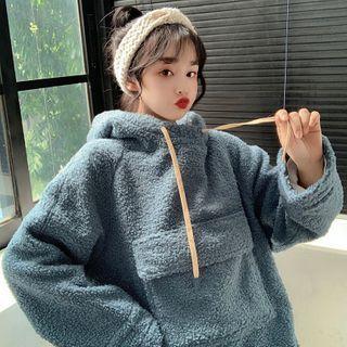 Stand-collar Fleece Pocket Hoodie