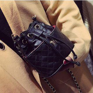Quilted Faux-leather Chain Strap Bucket Bag