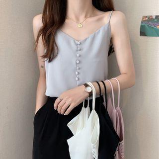 Mock-button Chiffon Camisole Top