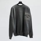 Skull Flap-pocket Sweatshirt Dark Gray - One Size