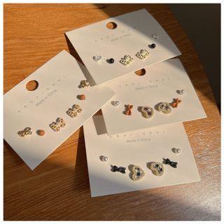 3 Pair Set: Faux Pearl / Heart / Bow Earring (various Designs)