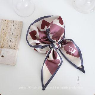 Heart Print Hair Tie White & Purple - One Size