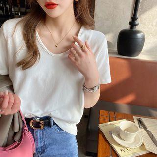 Short-sleeve Plain T-shirt / Set Of 2