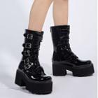 Buckled Platform Mid-calf Boots