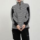 Half-zip Striped Pullover Stripe - Black & White - One Size