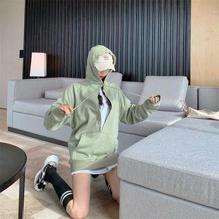 Drawstring Hoodie Light Green - One Size