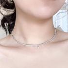 Rhinestone Star Layered Necklace Silver - One Size