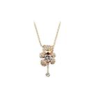 Fashion Plated Rose Gold Bear Necklace With White Austrian Element Crystal