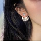 Faux Pearl Flower Through & Through Earring 1 Pair - A2983 - White - One Size