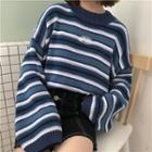 Striped Mock Neck Sweater Stripe - One Size